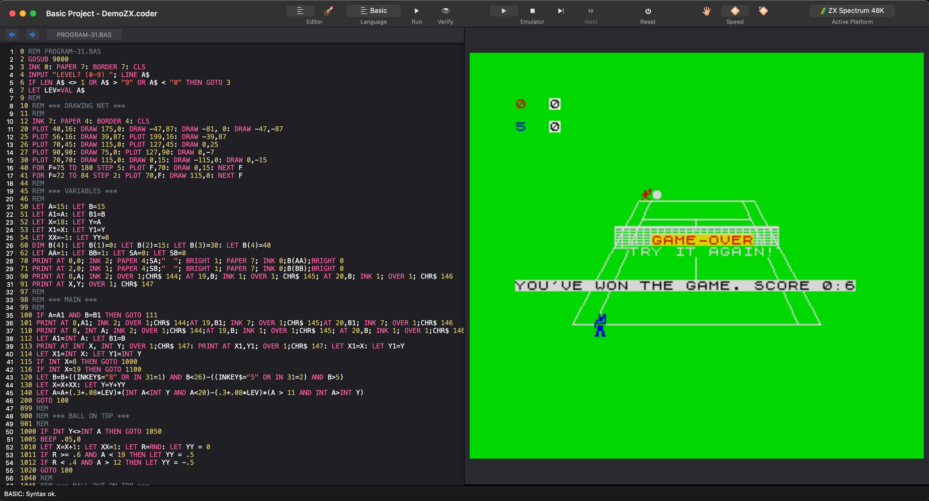 Spectrum Ball in the Classics Coder App